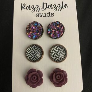 Druzy stud earring set.